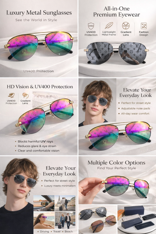 Luxury Rimless Aviator Sunglasses