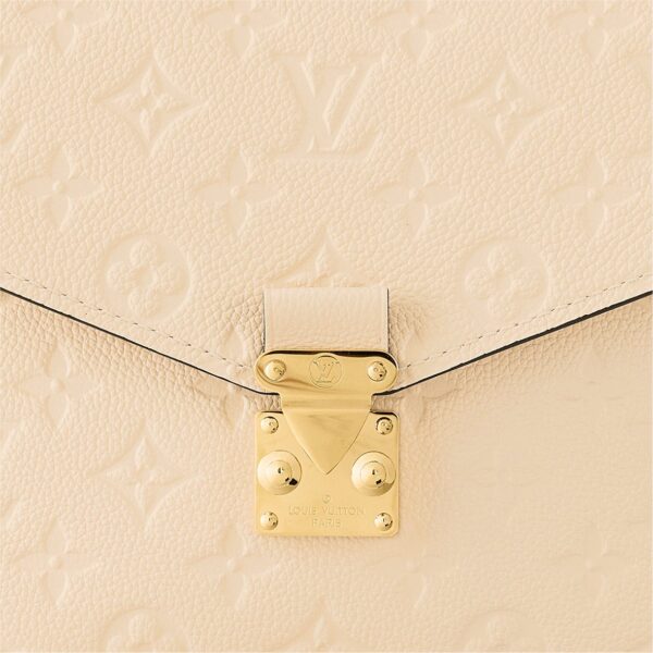 LOUIS VUITTON Pochette Metis letter embossed lock buckle opening and closing leather mailman bag, single shoulder crossbody bag, women's  cream color