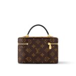 LOUIS VUITTON Vanity CHAIN POUCH All-over Monogram print, zipper closure, leather, women's makeup bag, brown