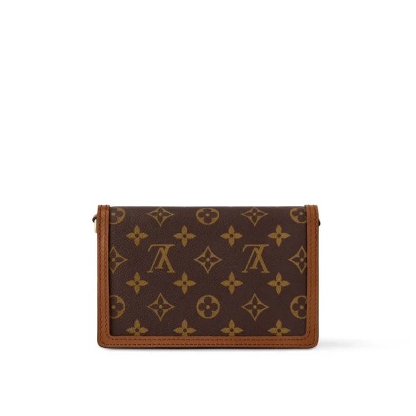 LOUIS VUITTON Dauphine Chain Wallet, Monogram Chain, Coated Canvas with Leather Trim, Dauphine Handbag, Medium, Women's, Brown