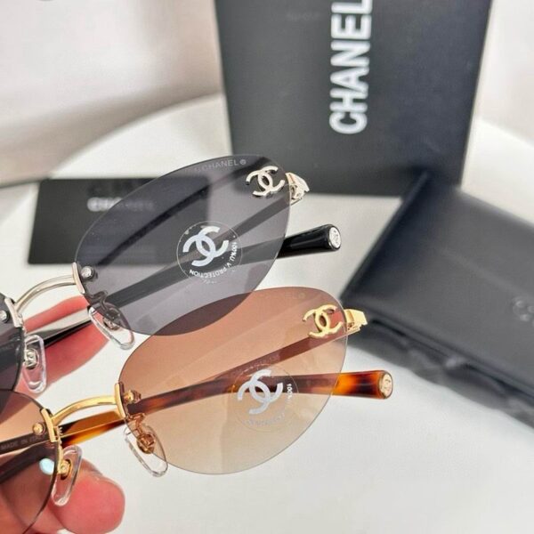 Chanel Vintage Rimless Oval Sunglasses – Minimalist Luxury Metal Frame