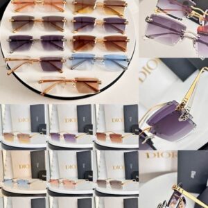 Dior Gradient Rimless Square Sunglasses – Luxury Gold Frame Edition