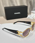 Chanel Slim Oval Metal Frame Sunglasses – Signature Double CC Luxury
