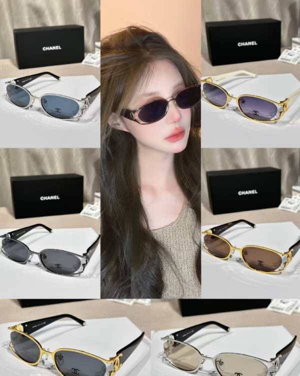 Chanel Slim Oval Metal Frame Sunglasses – Signature Double CC Luxury