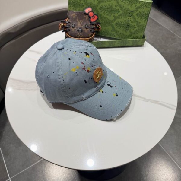 Luxury designer GG letter splashed ink baseball cap, unisex denim ragtag fashion sun hat