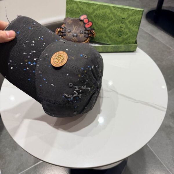 Luxury designer GG letter splashed ink baseball cap, unisex denim ragtag fashion sun hat