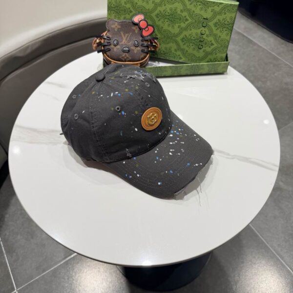 Luxury designer GG letter splashed ink baseball cap, unisex denim ragtag fashion sun hat