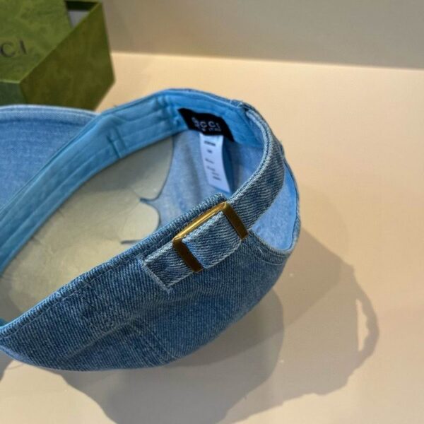 Designer washed denim baseball cap with lettering logo, unisex adjustable casual sports cap