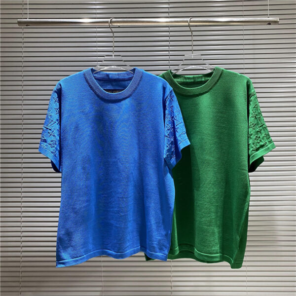 LV Luxury Textured Sleeve T-Shirt M-XXL – Minimalist Streetwear Cotton Tee for Men