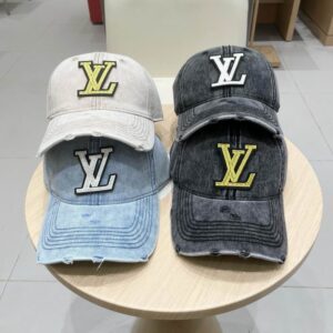 Luxury designer washed denim tattered baseball cap, unisex casual sports duckbill cap