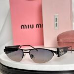 Miu Miu Slim Cat-Eye Sunglasses | Metal Frame Vintage Style UV400 Protection