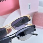 Miu Miu Slim Cat-Eye Sunglasses | Metal Frame Vintage Style UV400 Protection