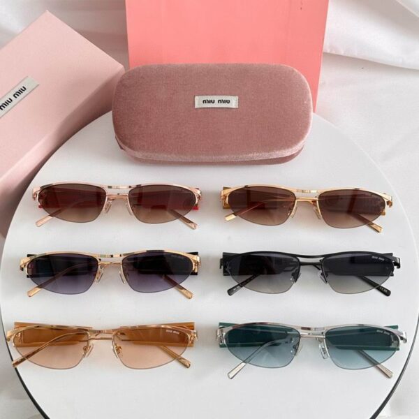 Miu Miu Slim Cat-Eye Sunglasses | Metal Frame Vintage Style UV400 Protection
