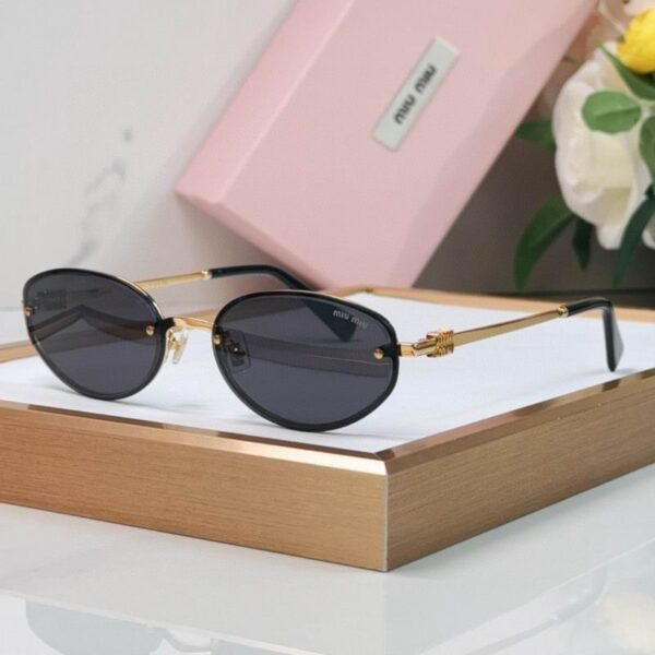 Miu Miu Retro Oval Metal Sunglasses – Slim Frame Collection