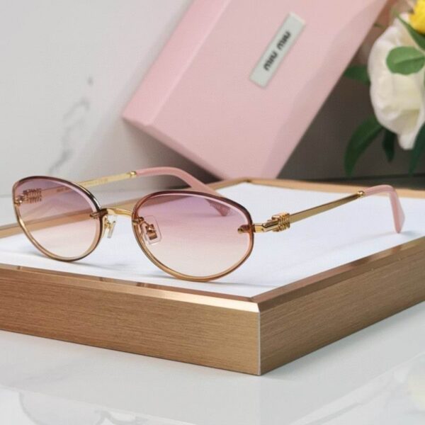 Miu Miu Retro Oval Metal Sunglasses – Slim Frame Collection
