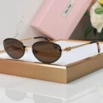 Miu Miu Retro Oval Metal Sunglasses – Slim Frame Collection
