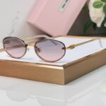 Miu Miu Retro Oval Metal Sunglasses – Slim Frame Collection