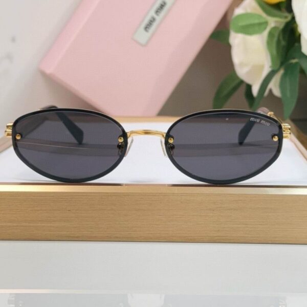 Miu Miu Retro Oval Metal Sunglasses – Slim Frame Collection