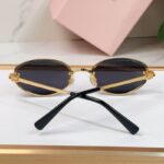 Miu Miu Retro Oval Metal Sunglasses – Slim Frame Collection