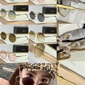 Prada Octagonal Geometric Metal Frame Sunglasses
