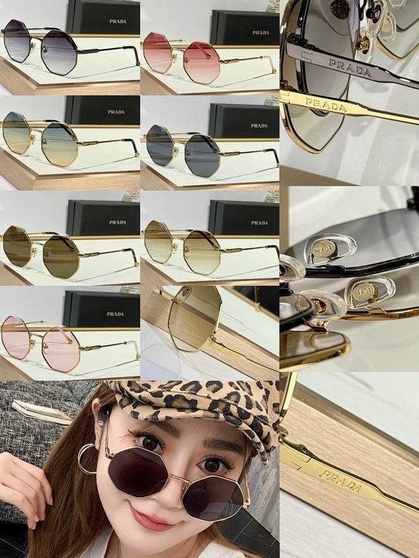 Prada Octagonal Geometric Metal Frame Sunglasses