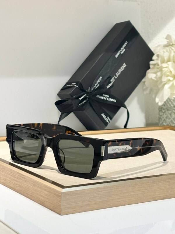 Saint Laurent Bold Rectangular Acetate Sunglasses