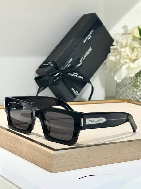 Saint Laurent Bold Rectangular Acetate Sunglasses