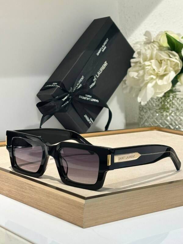Saint Laurent Bold Rectangular Acetate Sunglasses