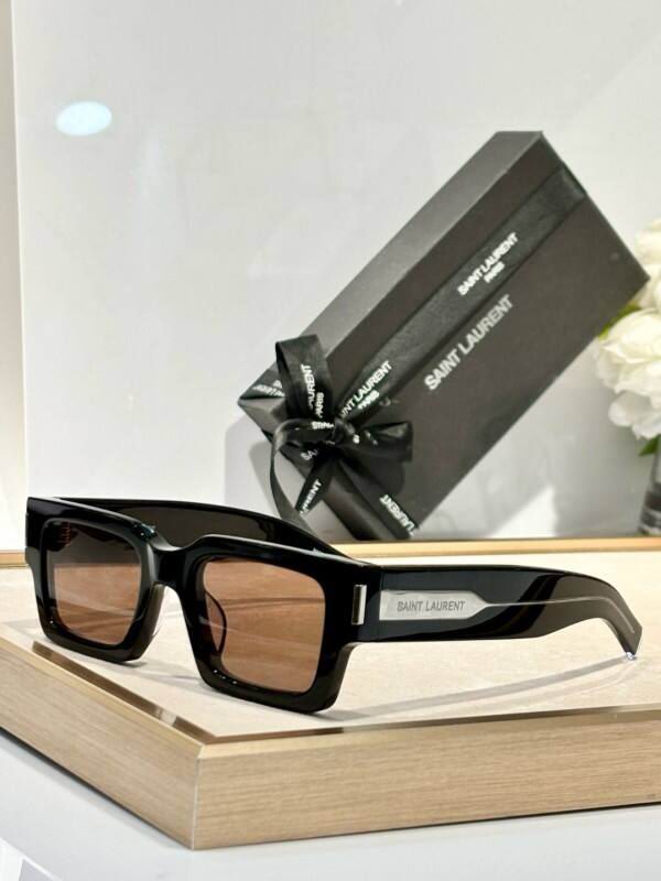 Saint Laurent Bold Rectangular Acetate Sunglasses