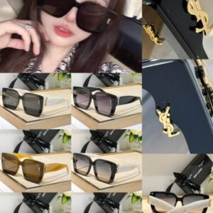 Saint Laurent Bold Square Acetate Sunglasses with YSL Monogram