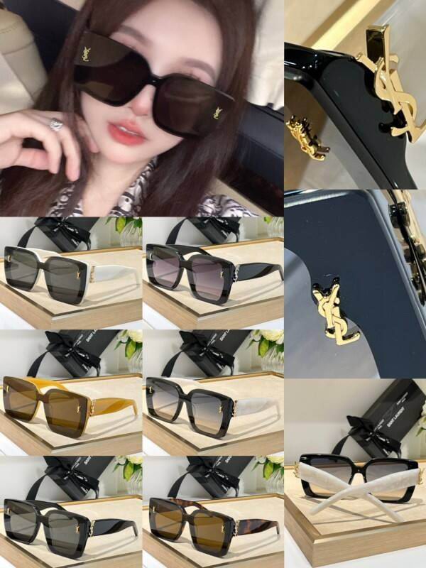 Saint Laurent Bold Square Acetate Sunglasses with YSL Monogram