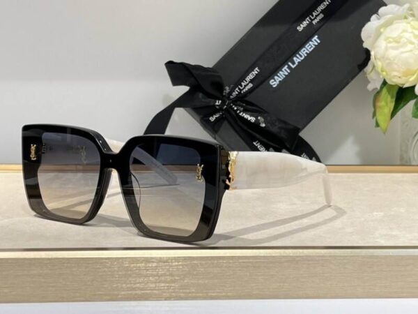 Saint Laurent Bold Square Acetate Sunglasses with YSL Monogram