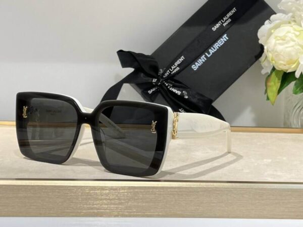 Saint Laurent Bold Square Acetate Sunglasses with YSL Monogram