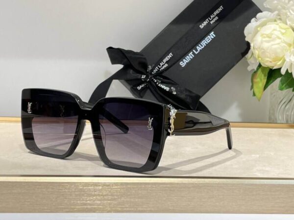 Saint Laurent Bold Square Acetate Sunglasses with YSL Monogram