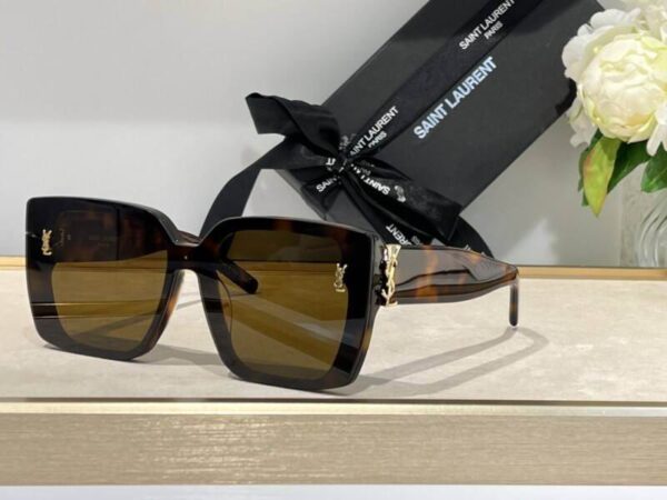 Saint Laurent Bold Square Acetate Sunglasses with YSL Monogram