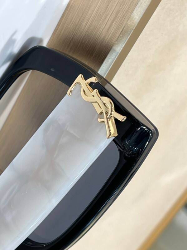 Saint Laurent Bold Square Acetate Sunglasses with YSL Monogram