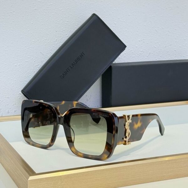 Saint Laurent YSL Oversized Square Frame Sunglasses with Metal Logo