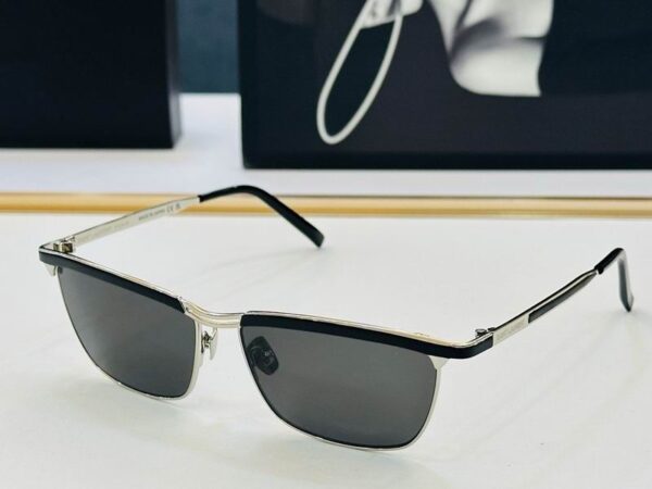 Saint Laurent Slim Rectangular Metal Frame Sunglasses