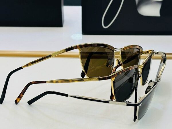 Saint Laurent Slim Rectangular Metal Frame Sunglasses