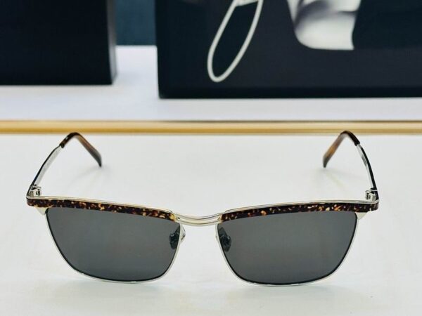 Saint Laurent Slim Rectangular Metal Frame Sunglasses