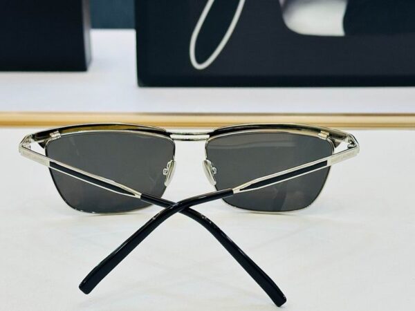 Saint Laurent Slim Rectangular Metal Frame Sunglasses
