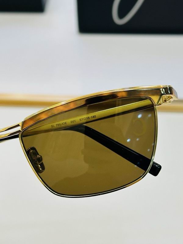 Saint Laurent Slim Rectangular Metal Frame Sunglasses