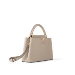LOUIS VUITTON Capucines MM Handbag with Gold Hardware, Medium, Women's, Gray