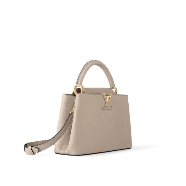 LOUIS VUITTON Capucines MM Handbag with Gold Hardware, Medium, Women's, Gray