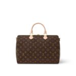 LOUIS VUITTON Speedy 35 Detachable and Adjustable Shoulder Strap Monogram-Printed Canvas Crossbody Handbag for Women, Brown