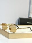 Prada Geometric Metal Aviator Sunglasses