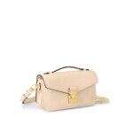 LOUIS VUITTON Pochette Metis East West Embossed Soft Grained Calfskin Small Messenger Bag Crossbody Bag for Women, cream color