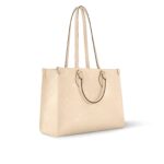 LOUIS VUITTON ONTHEGO MM Detachable and Adjustable Shoulder Strap Embossed Grained Calfskin Tote Bag, Medium, Women's, Cream White