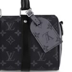 LOUIS VUITTON Keepall 25 with metal hardware, Monogram Black, adjustable shoulder strap  Shoulder/crossbody/tote bag for men, black and gray