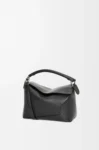 Small Puzzle Edge bag in classic calfskin Black